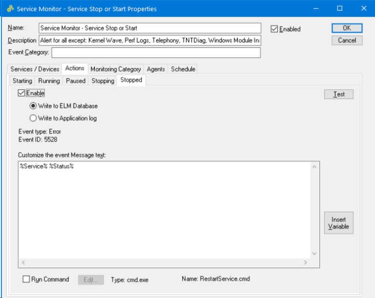 Using the Service Monitor for Windows Services and Device Drivers
